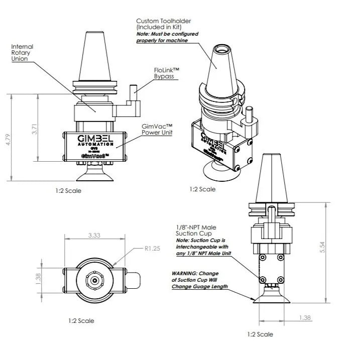 FloLink™ GimVac3™ Gripper - CNC Vacuum Spindle Gripper