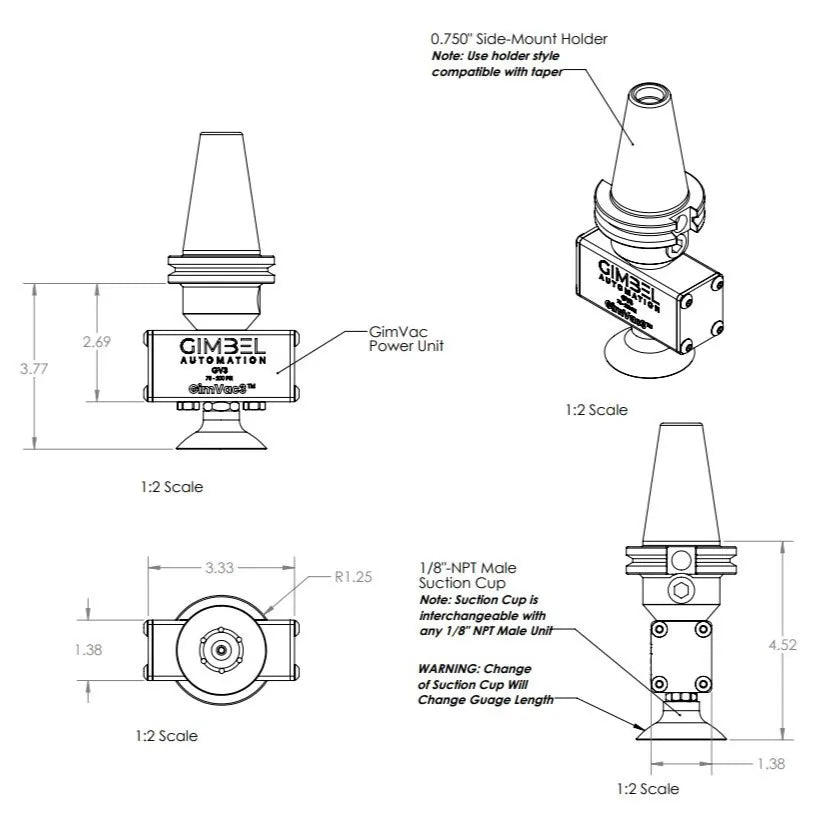 GimVac3™ Gripper - Universal CNC Vacuum Spindle Gripper (Air)