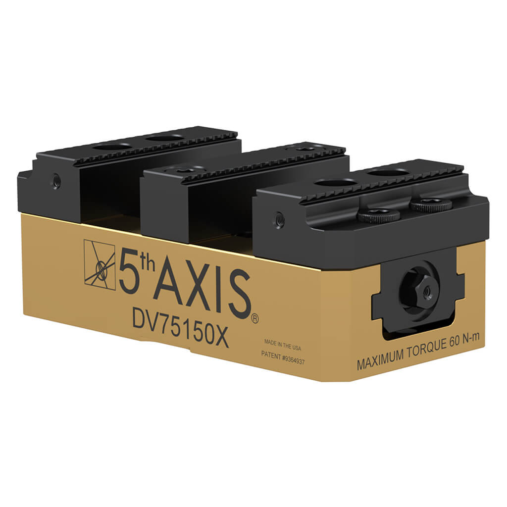 (75mm x 150mm x 56mm) Small Double Station Vise with Hard Jaws (2” Fixed Center Jaw) - 5th Axis Workholding DV75150X-J1