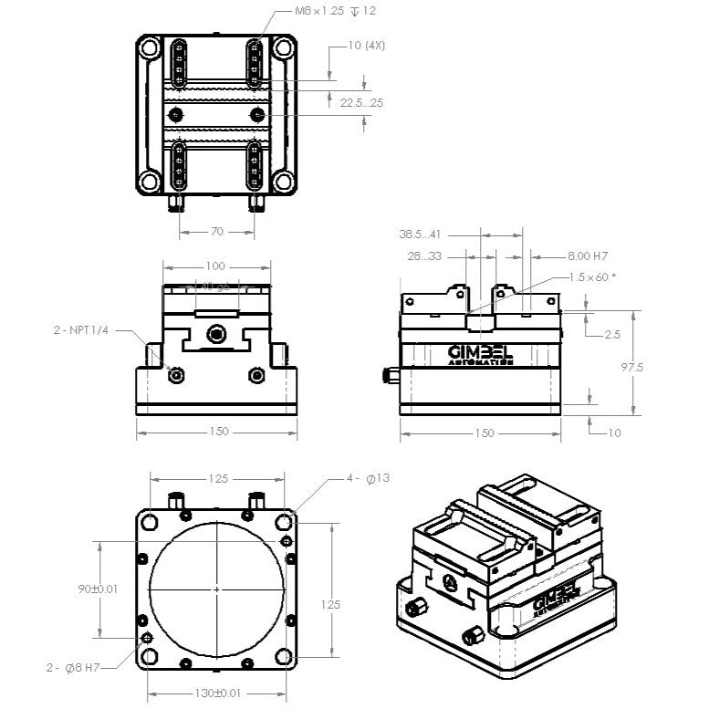 4" (100mm) AutoVise™ - Self-Centering Pneumatic CNC Air Vise