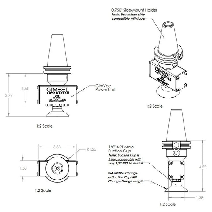 GimVac3™ Gripper - Universal CNC Vacuum Spindle Gripper (Air)